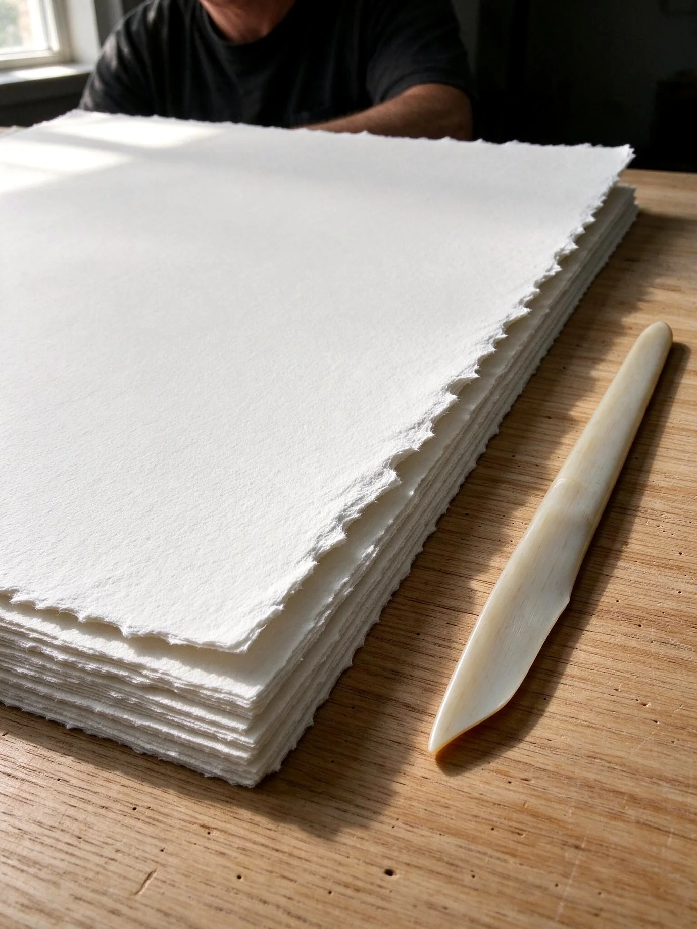 Gedruckte Fotobögen auf schwerem Fine-Art-Papier im Atelier