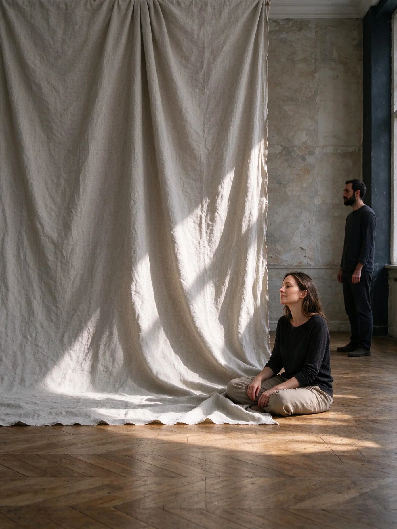 Professionelle Studioumgebung mit Textilhintergrund und Lichttechnik